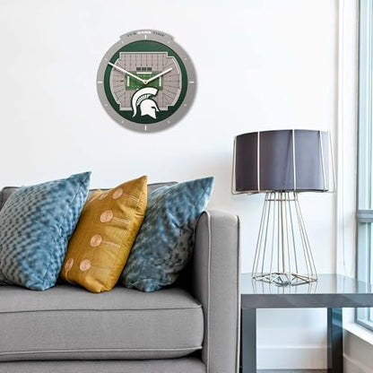 YouTheFan NCAA Michigan State Spartans StadiumView 3D Wall Clock