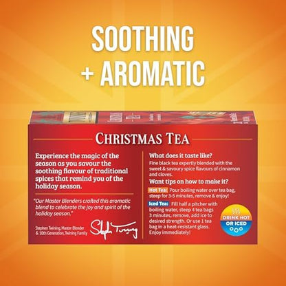 Twinings Christmas Tea, Holiday Spiced Black Tea Bags, 20 CT Box (6 Pack)