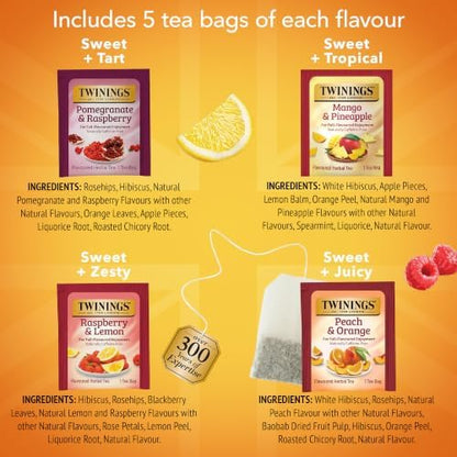 Twinings Sweet Escape Fruity Herbal Tea Variety, 20 Count, Pack of 6