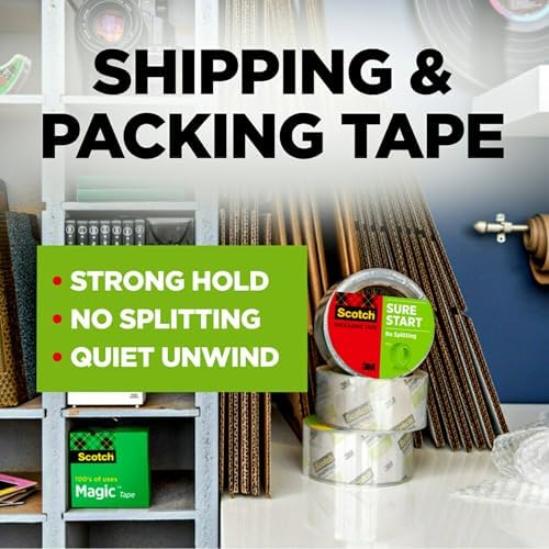 Scotch Sure Start Moving Packaging Tape, 1.88 in x 54.6 yd