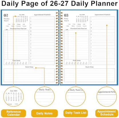 Daily Planner 2026-2027 - July 2026 to June 2027, 7" x 10", Blue