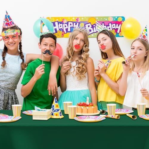 CXPSINC 54 Inch X 300 Feet Plastic Table Cover Roll Disposable Tablecloth with Slide Cutter for All Type/Shape Tables | Party, Banquet, Birthdays, Weddings(Green, 300 Feet)