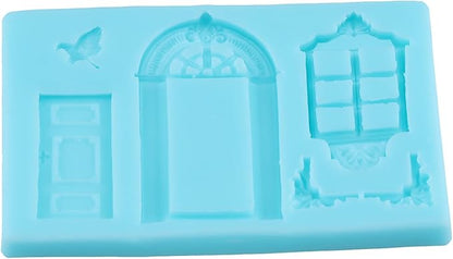 Door Window Frame Silicone Molds Nordic House Fondant Chocolate Molds for Cake Decorating Cupcake Topper Candy Gum Paste Polymer Clay