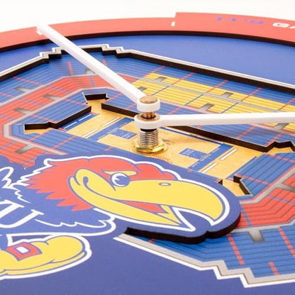 YouTheFan NCAA Kansas Jayhawks StadiumView 3D Wall Clock