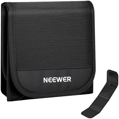 NEEWER 82mm Filter Case, Trifold Foldable Splash Resistant Protective Carry Pouch Storage Bag Accessories, Holds Up to Three 82mm Round Camera Lens Filters, PB15