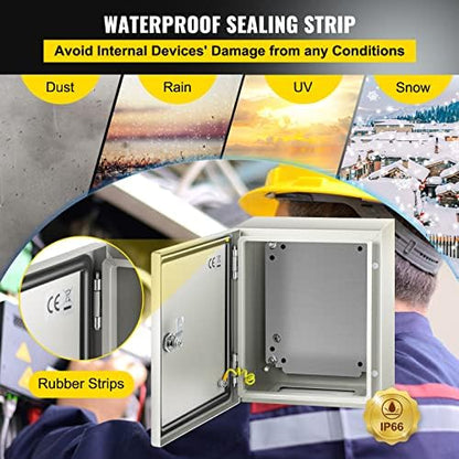 VEVOR NEMA Steel Enclosure, 12" x 10" x 6" NEMA 4X Steel Electrical Box, IP66 Waterproof & Dustproof, Outdoor/Indoor Electrical Junction Box, with Mounting Plate