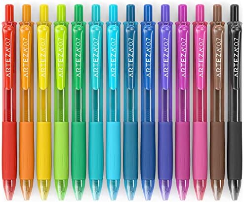 Arteza Colored Gel Pens, Pack of 24, 10 Vintage and 14 Vibrant Colors, Fine 0.7 mm Tip, Retractable, Art Supplies for Journaling, Drawing, Doodling, and Notetaking