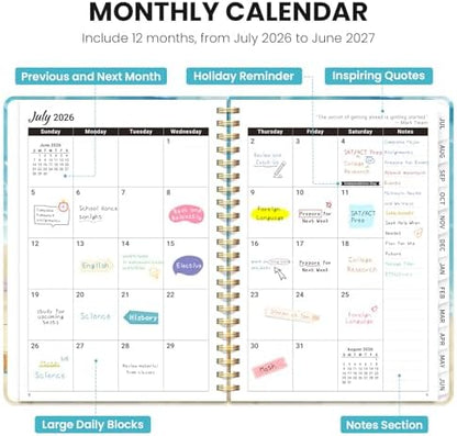 ZOTIA Planner 2026-2027 Jul 2026-Jun 2027 Academic Monthly & Weekly Planner