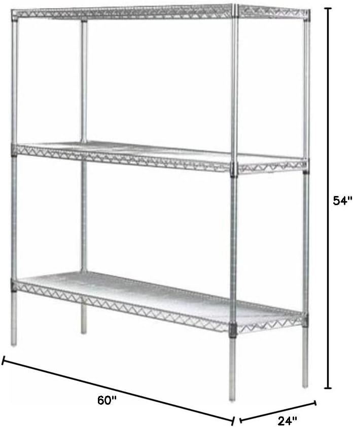 Omega 24" Deep x 60" Wide x 54" High 3 Tier Gray Starter Shelving Unit