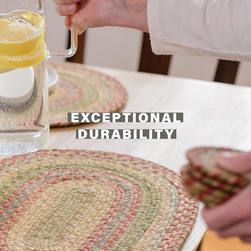 Homespice Azalea Jute Braided Placemats, Oval 13x19 Set of 6