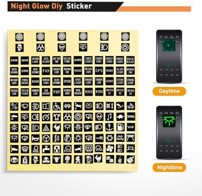 Nilight 5 Gang Rocker Switch Panel SPST On Off 5PIN Electrical Toggle Green