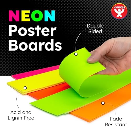 Hygloss Poster Board 4 x 11, 50 Pack Neon Green, Colored Posterboard