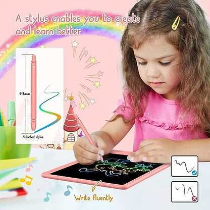 BUKEBU LCD Writing Tablet,10.5 inch Colorful Doodle Board for Kids Pink
