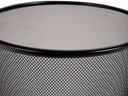 2-Pack 6-Gallon Round Steel Mesh Trash Can, Recycling Wastebasket, Black