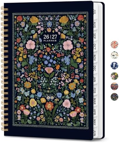 Planner 2026-2027, A5 (6.3" x 8.5") Hardcover Weekly & Monthly Planner July 2026 - June 2027 with Monthly Tabs, Academic Planner for School, Work and Office, Garden of Whimsy