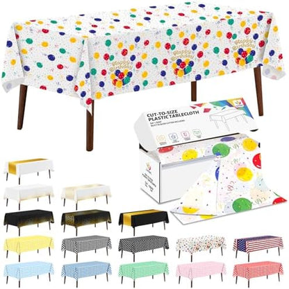 CXPSINC 54 Inch X 300 Feet Plastic Table Cover Roll Disposable Tablecloth with Slide Cutter for All Type/Shape Tables | Party, Banquet, Birthdays, Weddings(Balloon, 300 Feet)