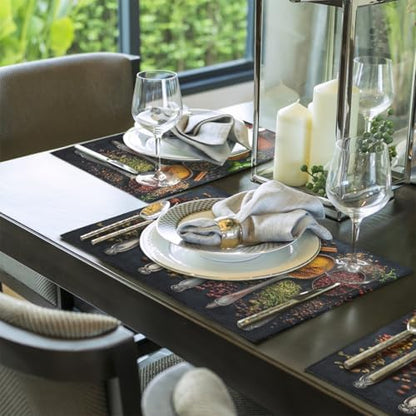 Placemats Set of 6 Washable Linen Place Mats Cloth Table Mats 12x18 Inch