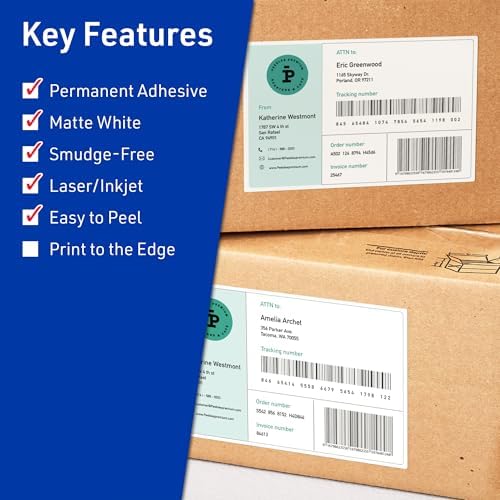 Avery TrueBlock Matte White Rectangle Labels, Sure Feed Technology, 5" x 7", 100 Matte White Labels, Laser/Inkjet Printable, Great for Packaging and Product Merchandising