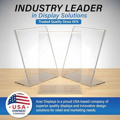 Azar Displays 112430-3PK Side Load Sign Holder 8.5x11 – Clear Flexible Plastic Display Stand, Slanted Acrylic Tabletop Frame for Menus, Signs– Pack of 3