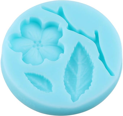 Peach Blossom Fondant Molds Plant Flowers Leaf Silicone Mold for Cake Decorating Cupcake Topper Chocolate Candy Gum Paste Polymer Clay