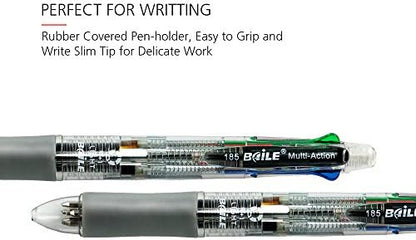 Baile Grip 4+1, 4 Colors 0.7 mm Ballpoint Multi Pen and 0.5 mm Pencil With Eraser In Cap