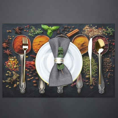 Placemats Set of 6 Washable Linen Place Mats Cloth Table Mats 12x18 Inch
