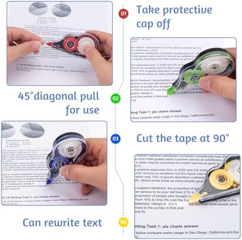 16 Pcs Colorful Correction Tape, 39.4 Ft, Bulk