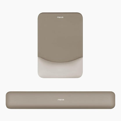 MOSISO Wrist Rest Support Mouse Pad & Keyboard Set, Bronze Brown | Rectangular Ergonomic Mousepad, Non-Slip Base, Home/Office Pain Relief & Easy Typing, Neoprene Cloth & Raised Silicone Lining