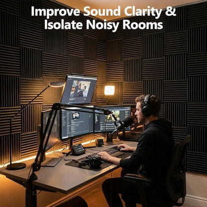 80 Pack Acoustic Foam Panels,1"X 12" X 12"Sound Proof Foam Panels,High Density Sound Absorbing Panels,Soundproof Wedges Panels for Studio Recording & Office & Home