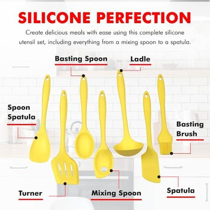Chef Craft Premium Silicone Kitchen Tool and Utensil Set, 7 Piece, Yellow