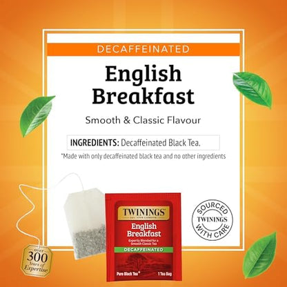 Twinings Decaffeinated English Breakfast Black Tea Bags, 50 CT Box (6 Pack)
