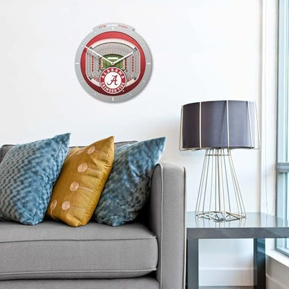 YouTheFan NCAA Alabama Crimson Tide StadiumView 3D Wall Clock