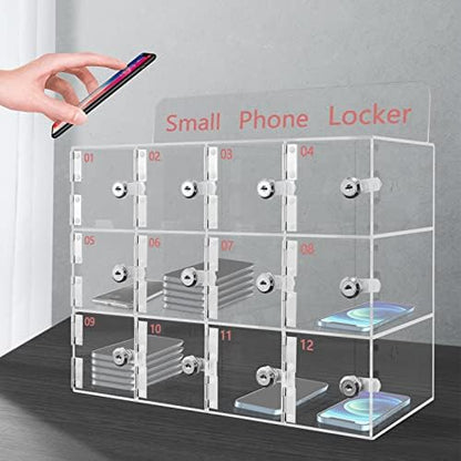 Cell Phone Cabinet,Aluminum Alloy Pocket Chart Cell Phones Storage Cabinet, Cell Phone Locker,Wall-Mounted with a Locked,for Classroom, Office, Gym (12-Grid)