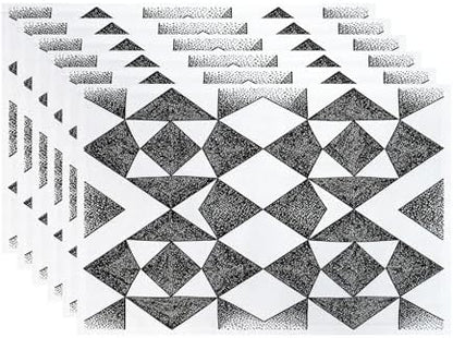 Batmerry Houndstooth Black White Linen Placemats Set of 6, Plaid Abstract Fashion Geometric Washable Table Mats for Kitchen Table Thickened Heat Insulation Dining Set Indoor Outdoor 12X18 in