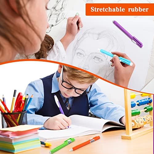 Teling 30 Pcs Retractable Mechanical Eraser Pen, School Pen-Style Erasers Pencil Click Bulk for School Office Painting Writing Drawing Drafting Sketching Adults Kids Supplies(Multicolor)