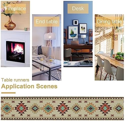 Aztec Southwest Table Runner,Ethnic Geometric Table Runners Dresser Scarves Table Setting Decor for Garden Farmhouse Wedding Party Holiday Dinner Home 13x36 Inch
