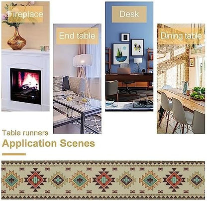 Aztec Southwest Table Runner,Ethnic Geometric Table Runners Dresser Scarves Table Setting Decor for Garden Farmhouse Wedding Party Holiday Dinner Home 13x36 Inch