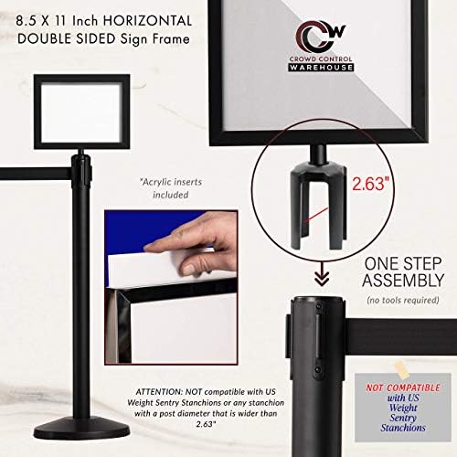 Crowd Control Warehouse Stanchion Post Top Sign Frame, 8.5 X 11 Inch