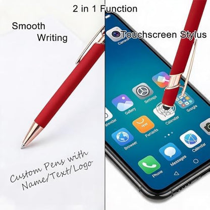 Personalized Pens Ballpoint with Stylus, Grass Green, 20 Pcs