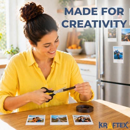 Kraftex Magnetic Tape: 10ft x 1/2" Magnetic strips with Adhesive Backing. Sticky, Flat Magnets for Crafts, Magnet labels & Stickers. Magnets with Adhesive Backing are Great for Home, School and Office