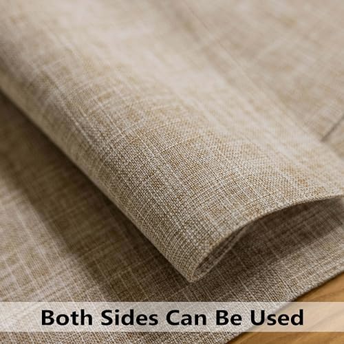 Demetex Linen Textured Placemats Set of 8 Farmhouse Table Place Mats Wipeable Heat Resistant Placemat for Dining Room Kitchen Restaurant, 13x19 inch, Burlap