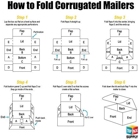 Top Pack Supply Corrugated Mailers, 10" x 4" x 3", White (Pack of 50)