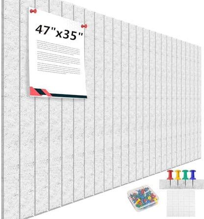 Large Cork Board for Office White Grey Felt Board Alternative-12 Pack Felt Wall Tiles for Office Wall Decor,Felt Bulletin Board Tiles,Push pin Board Wall Organizer for Office
