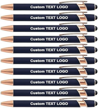 Personalized Pens Ballpoint with Stylus, Blue, 20 Pcs