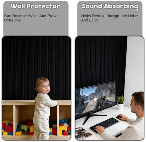 Large Felt Bulletin Board with Self-Adhesive | 6 Pack 36"x24" Cork Board Alternative | Notice Boards with 35 Pushpins, Secure and Easy to Install, Home Office Decor Classroom Decor - Black