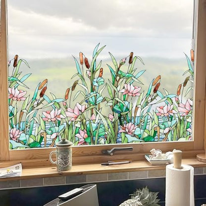 ADD.HERES Stained Glass Window Film, Window Film Decorative, 17.5 x 39.37in
