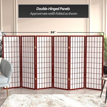 4 ft. Short Window Pane Shoji Screen - Rosewood - 6 Panels