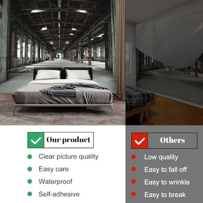Wall Mural Peel and Stick Empty Abandoned Large Wallpaper Self Adhesive Contact Paper Removable 3D Wall Sticker for Living Room Bedroom 94"x132"