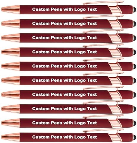 Personalized Pens Ballpoint with Stylus, Wine, 20 Pcs