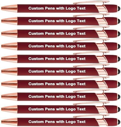 Personalized Pens Ballpoint with Stylus, Wine, 20 Pcs